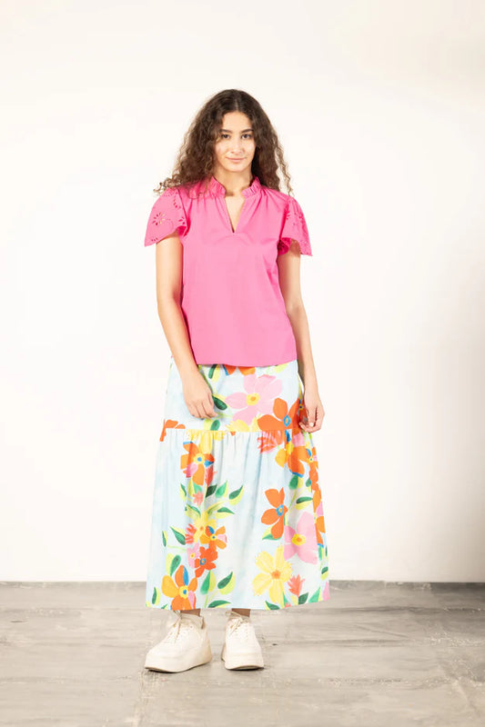 Ada Skirt - Floral Sky