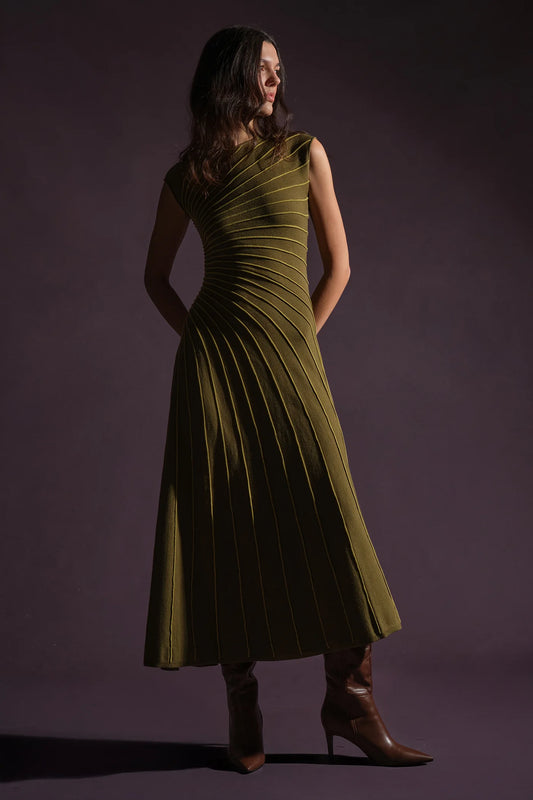 Freya Pleated Knit Dress