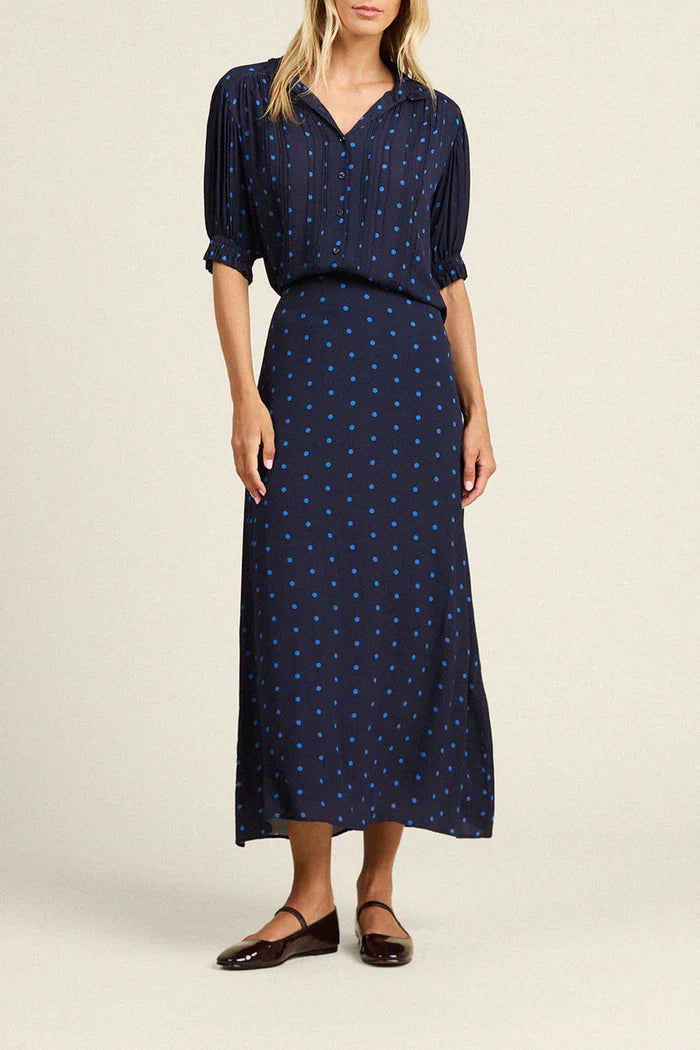 Gemma Blouse - Azure Polka Dot