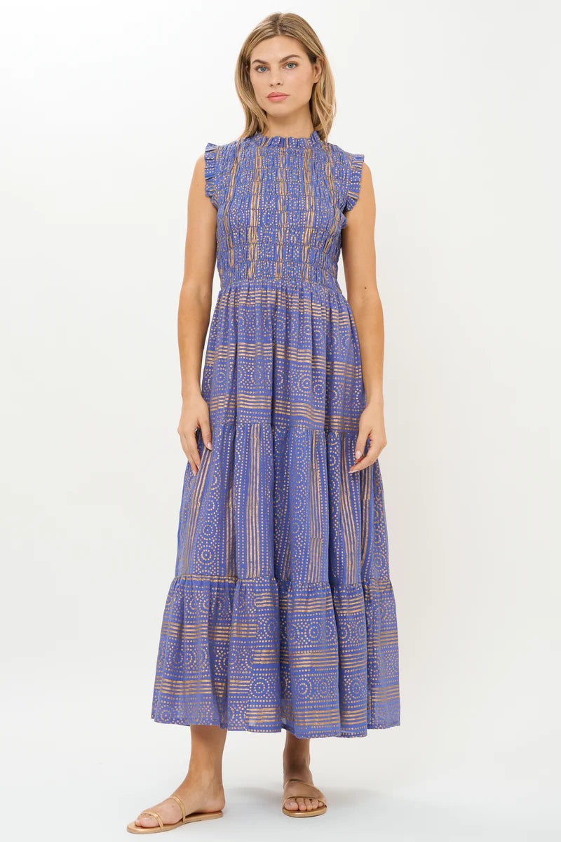 Sleeveless Smocked Maxi - Helene Blue