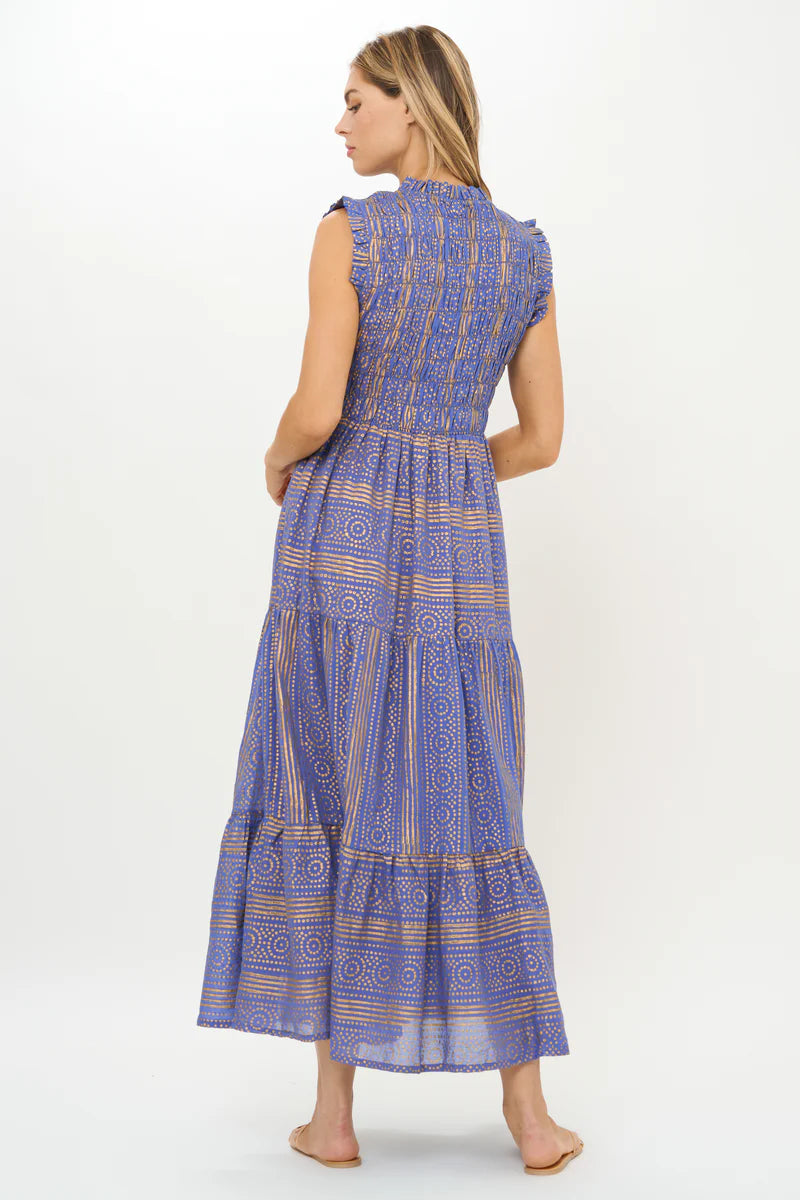 Sleeveless Smocked Maxi - Helene Blue