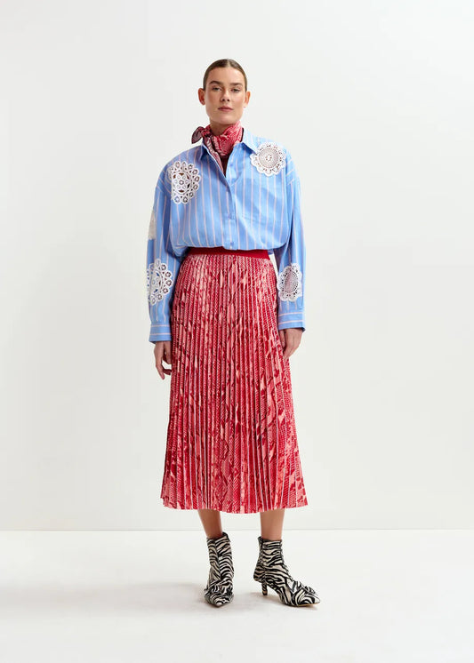 Indira pleated midi skirt