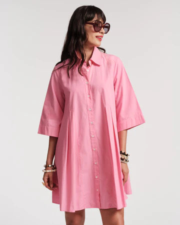 Isla Pleated Mini Shirtdress