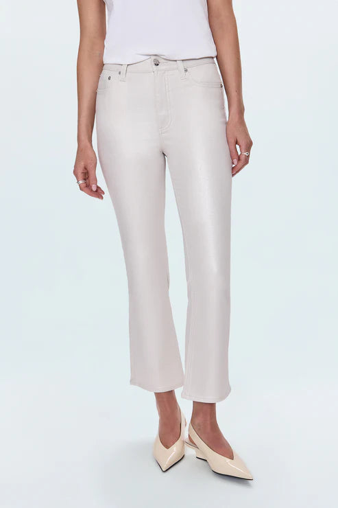 Lennon High Rise Crop Boot Pant - Ivory Luster