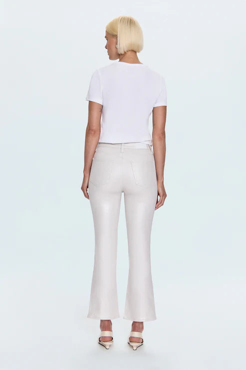 Lennon High Rise Crop Boot Pant - Ivory Luster