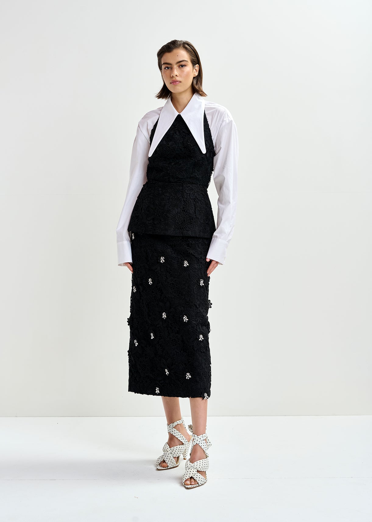 JOURGET LACE PENCIL SKIRT