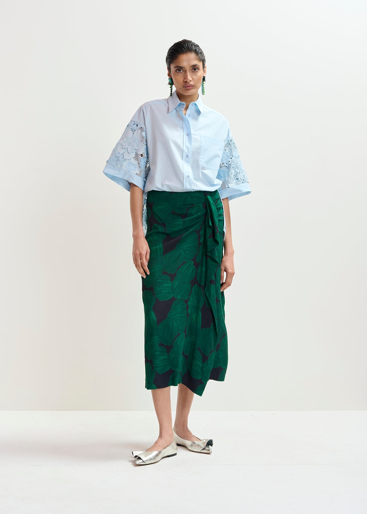 KIM DRAPING MIDI SKIRT