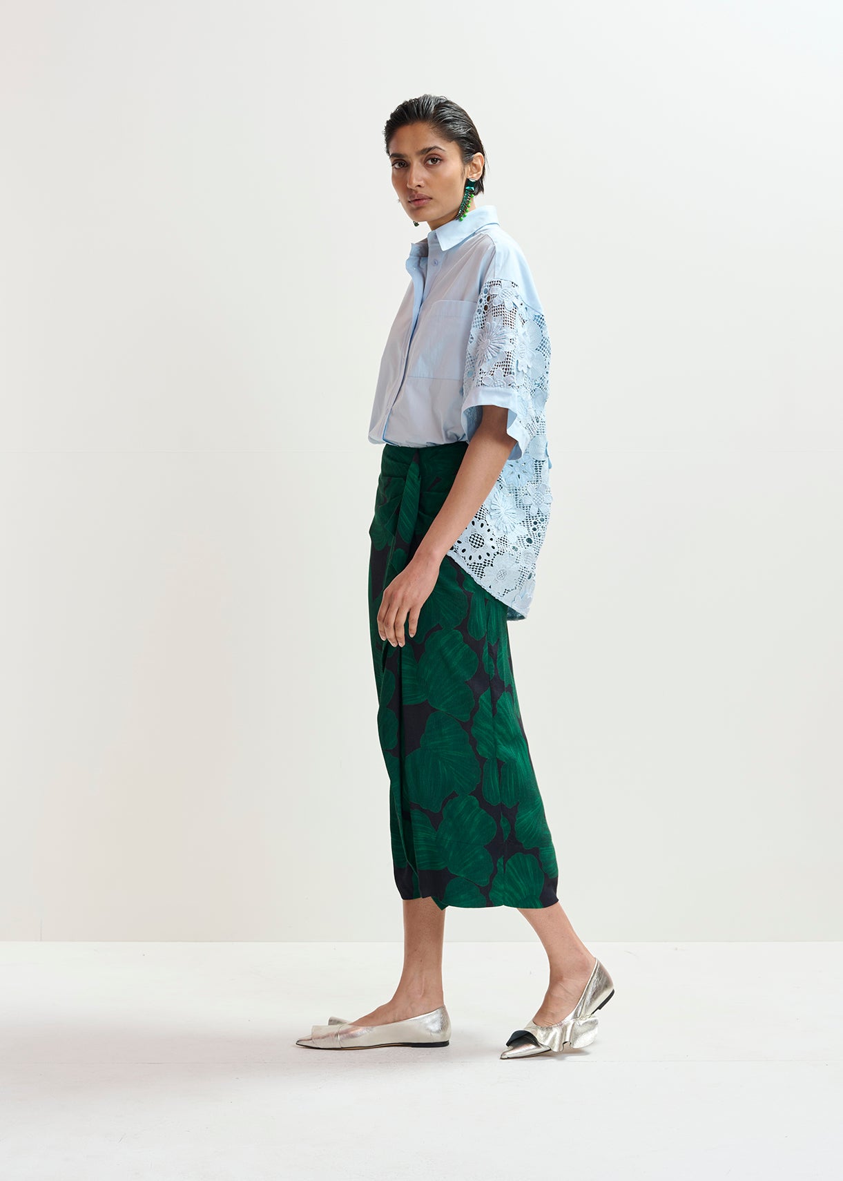 KIM DRAPING MIDI SKIRT