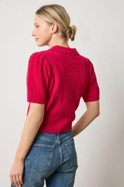 Mixed-Stitch Knit Polo