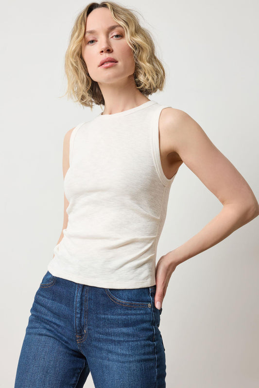 Rib Slub Side Pleat Tank