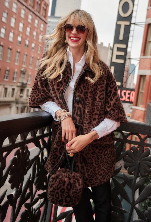 Nico Poncho - Jaguar Faux Fur
