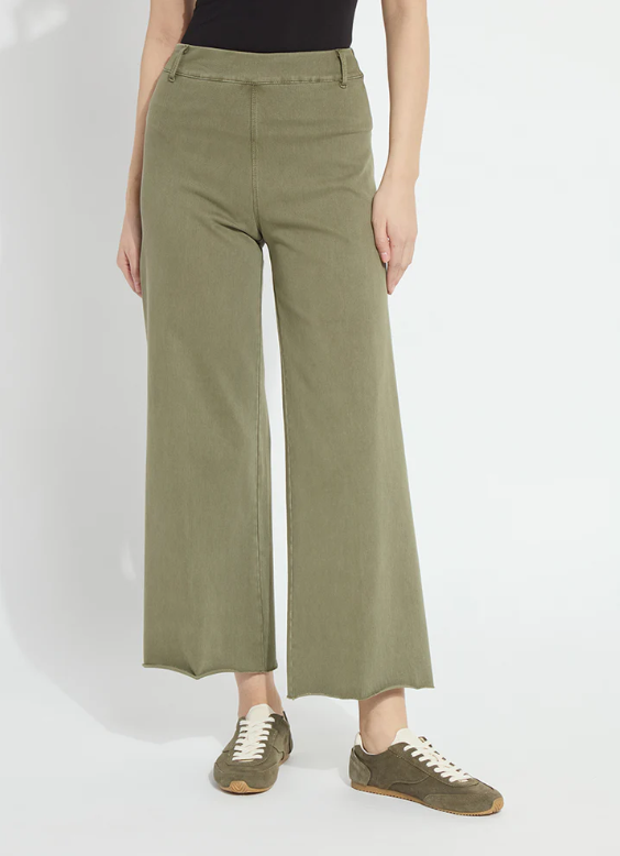 Erin Wide Leg Denim Pant - Antique Green