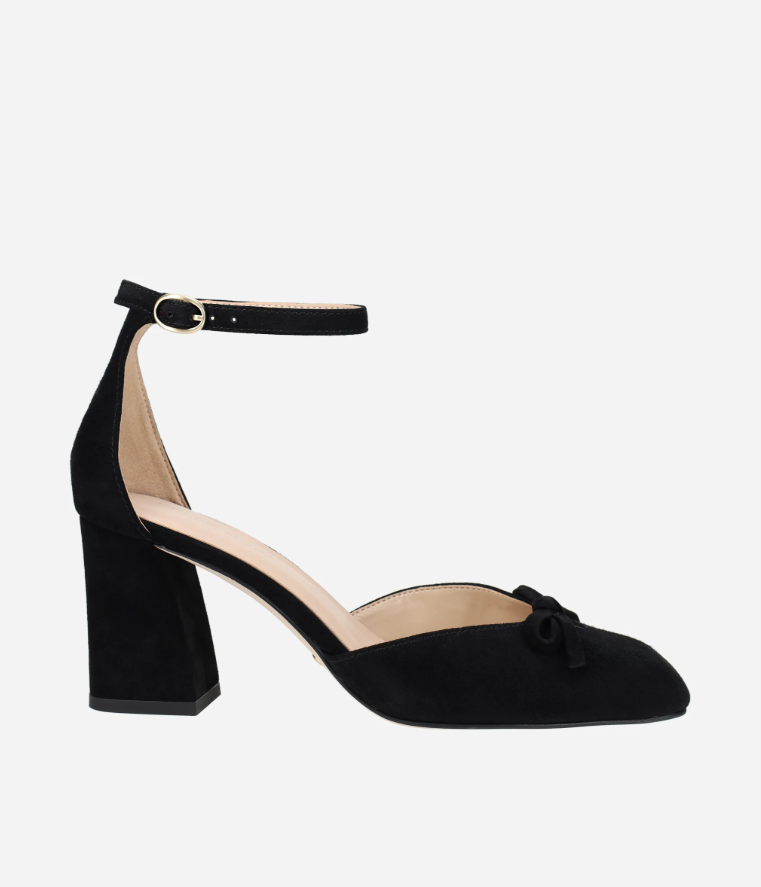 Hasly Black Suede Block Heel