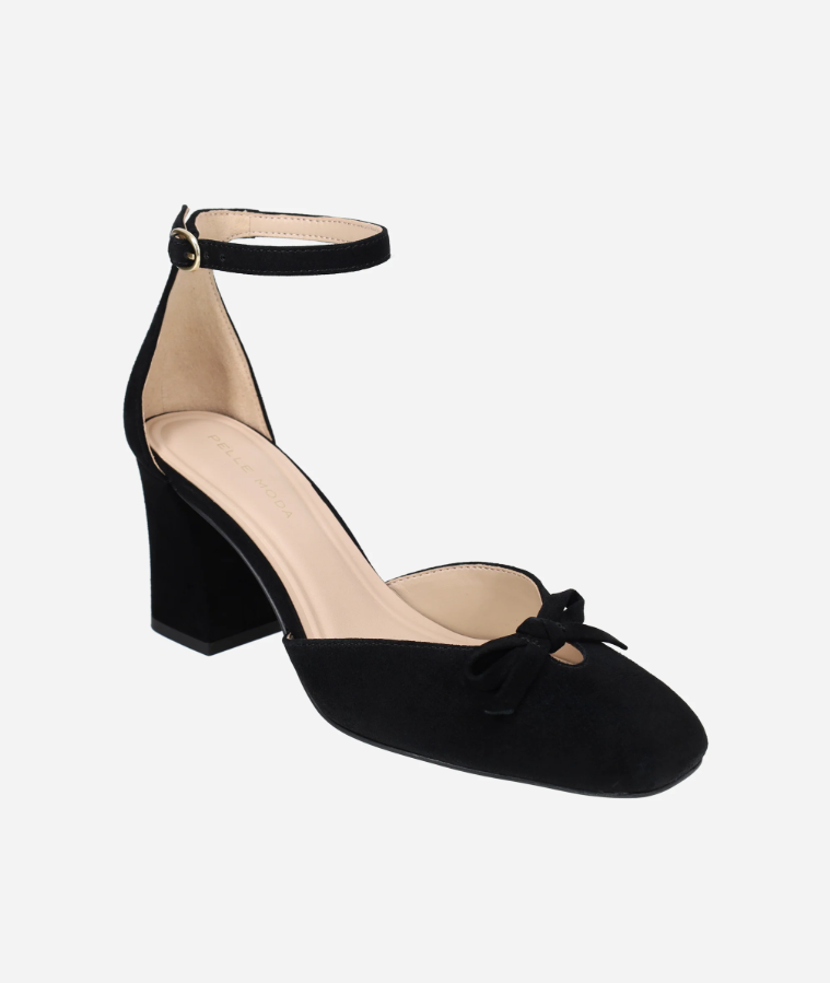 Hasly Black Suede Block Heel
