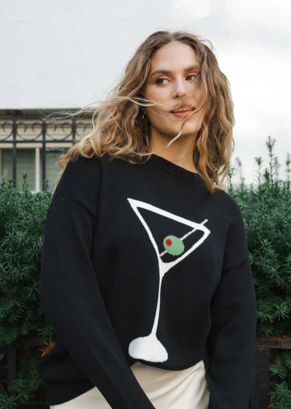 Riley Crewneck Sweater - Martini Glass