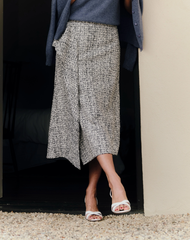 Juniper Midi Skirt - Multicolor Tweed