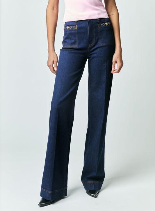 TALWYN STRETCH DENIM JEANS WITH HORSEBIT DETAIL