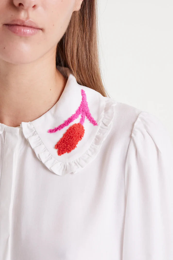 White Blouse with Tulip Collar