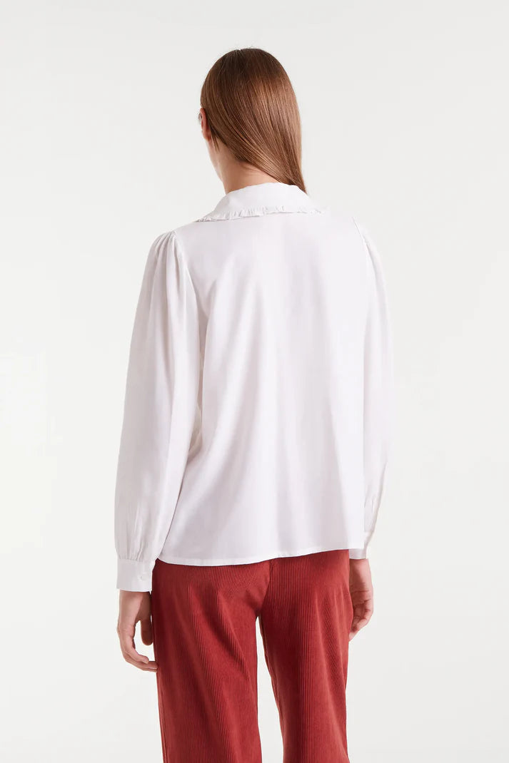 White Blouse with Tulip Collar