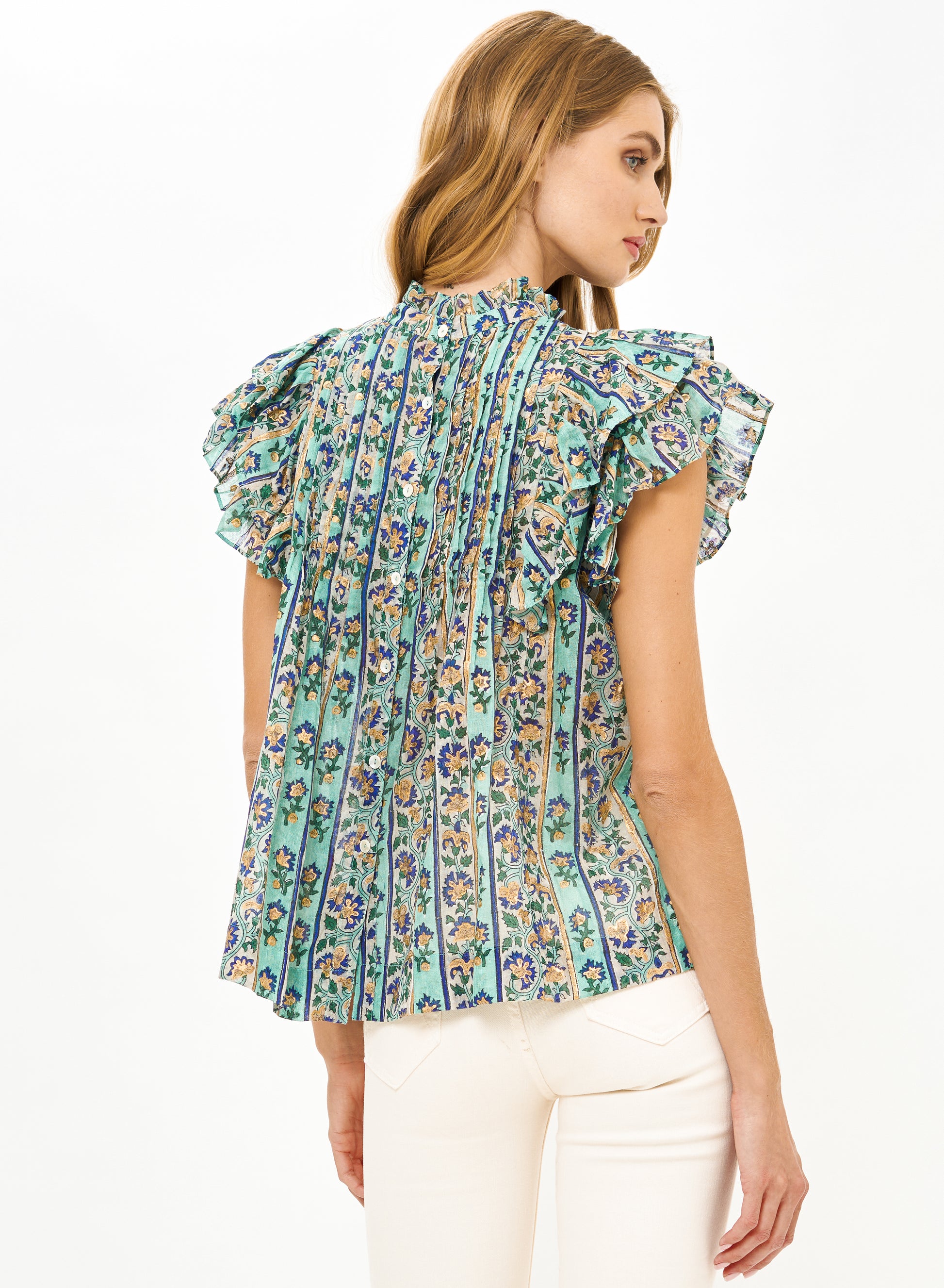 Pintuck Ruffle Top