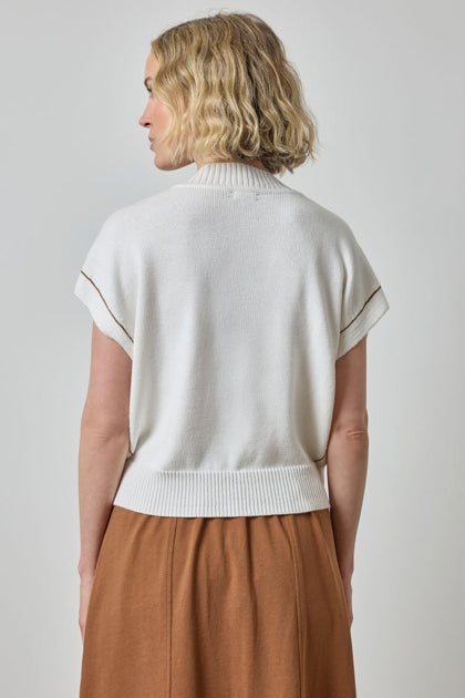 V-Neck Wedge Sweater - White