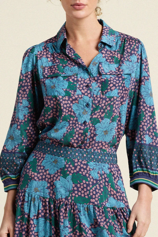 Zola Blouse - Midnight Trellis