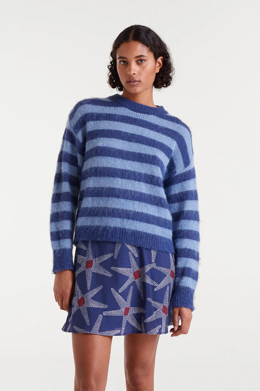 Blue Striped Knit Sweater