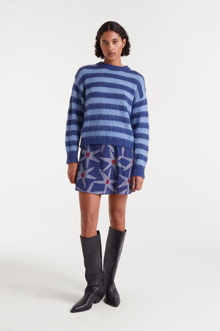 Blue Striped Knit Sweater