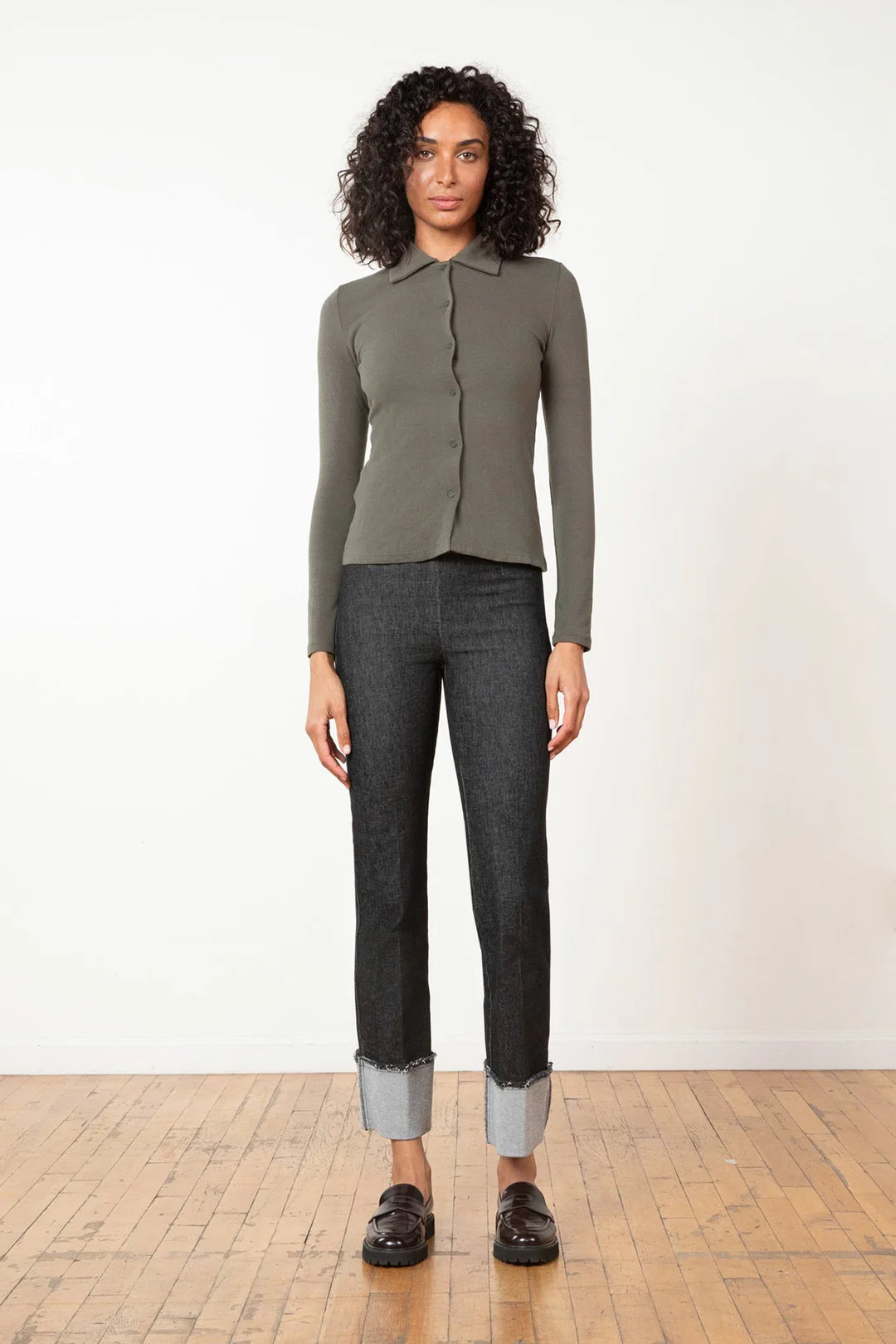 Bonnie Denim Cuffed Pant - Black