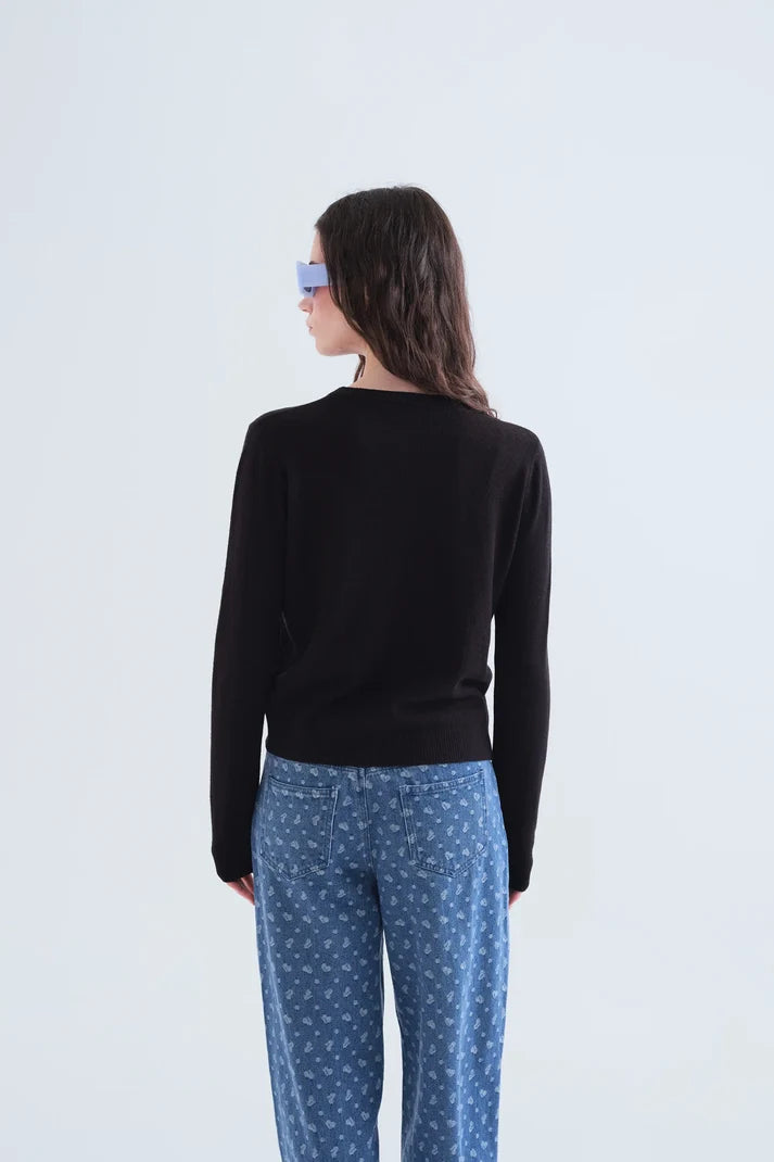 Black Knit Sweater w/ Ghost