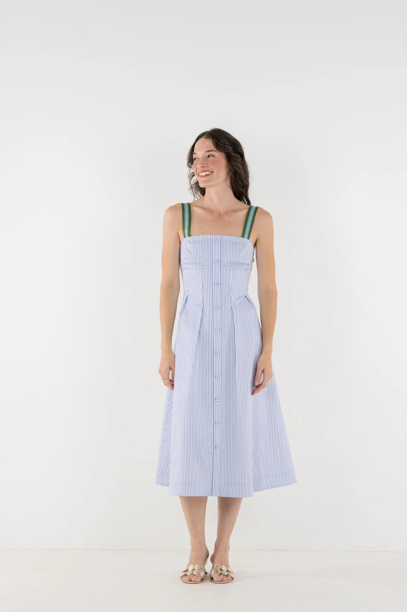 Constance Midi Dress - Grapemist Stripe