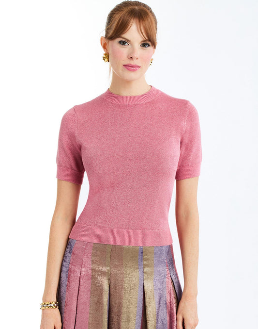 Drew Metallic Crew-Neck Sweater