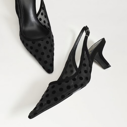 Bianka Polka Dot Mesh Slingback Pump