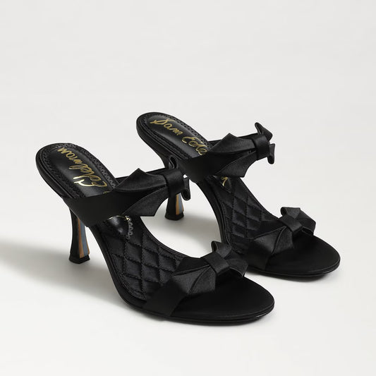 Jasmine Double Strap Heel - Black Satin