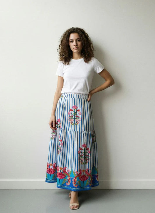 Ada Skirt - Striped Garden