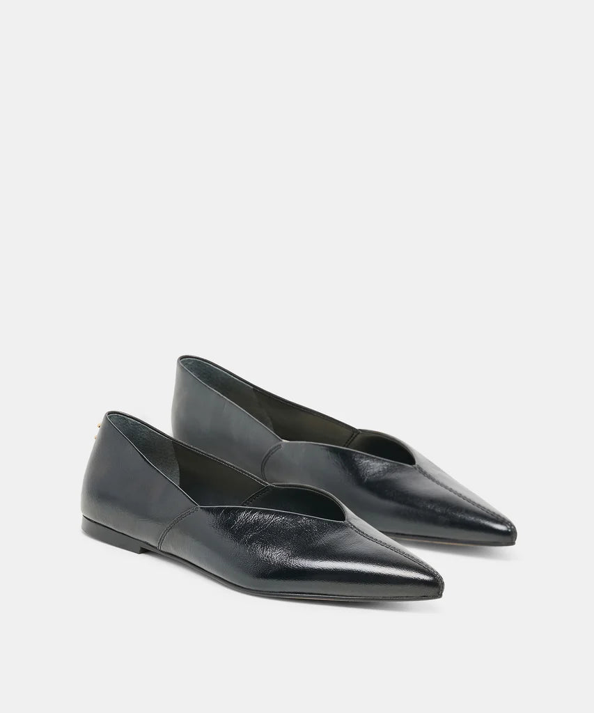 Gema Black Leather Flats