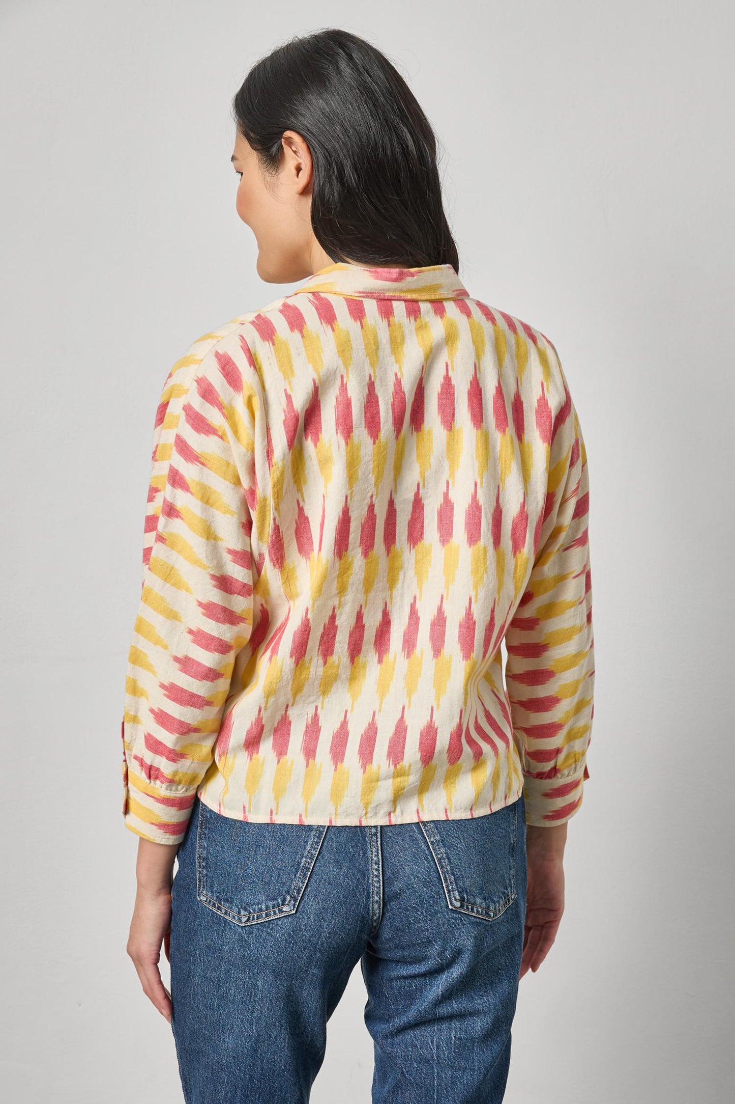 Ikat Dolman Button Down - Taffy