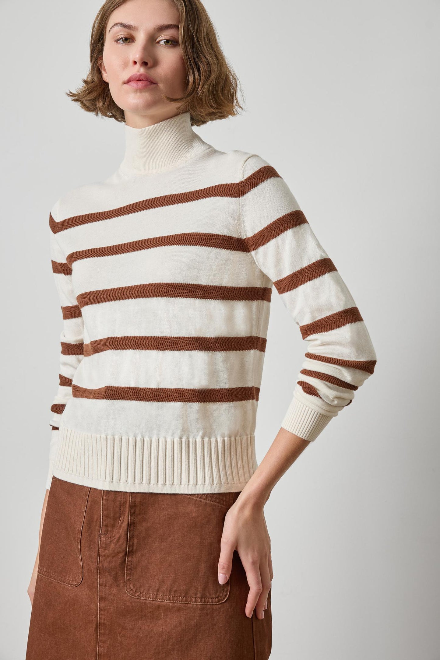 Textured Stripe Turtleneck Sweater