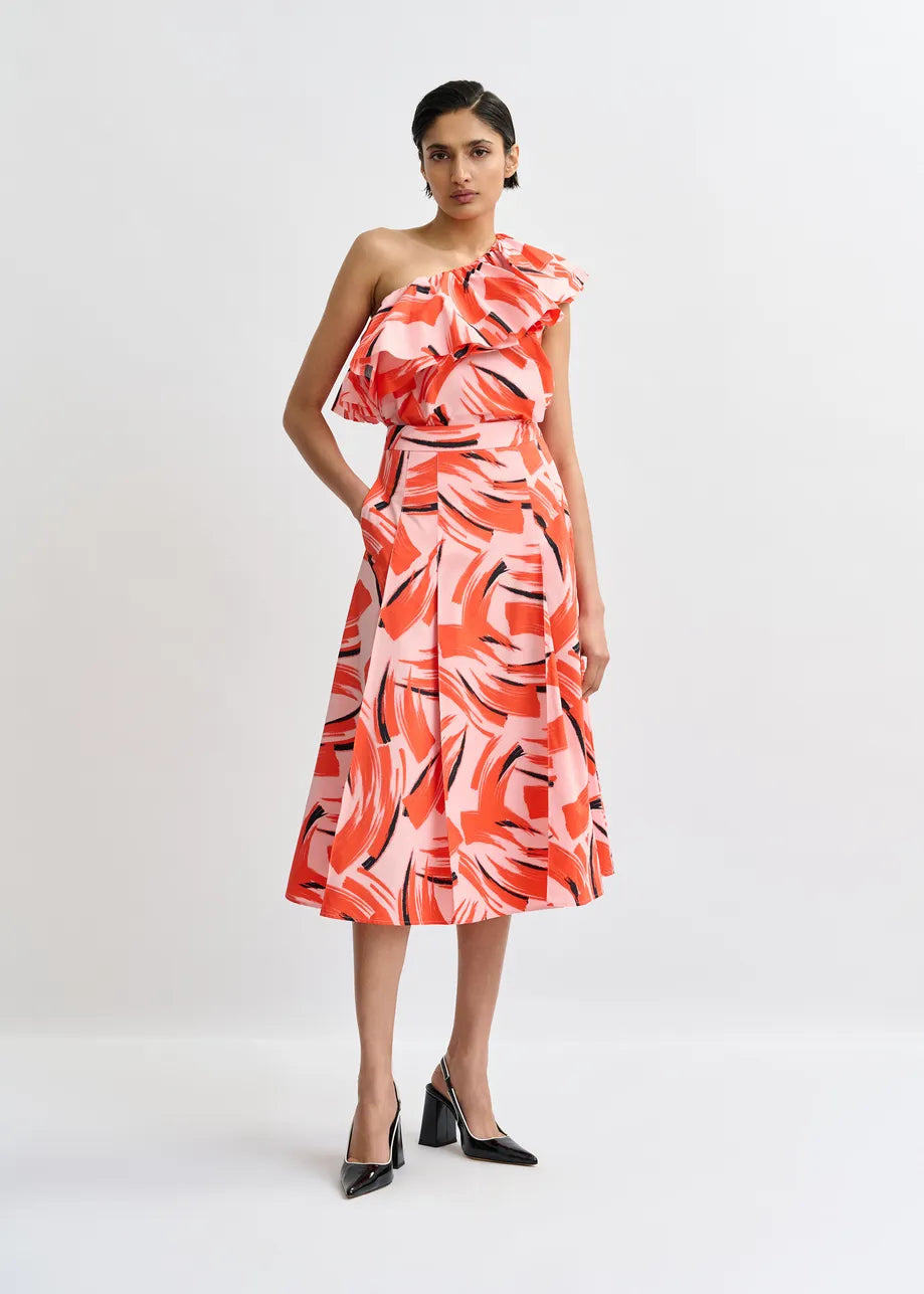 Jaelyn Deep Pleat Midi-Skirt