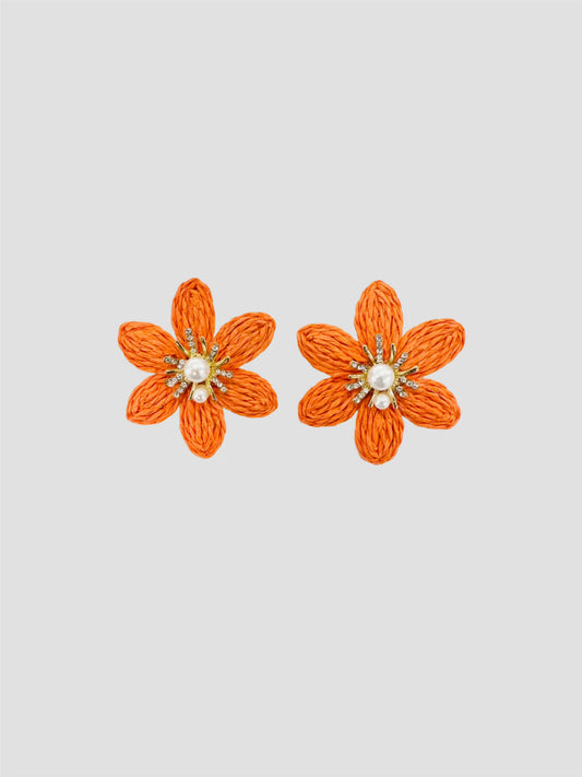 Orange Flower Earring