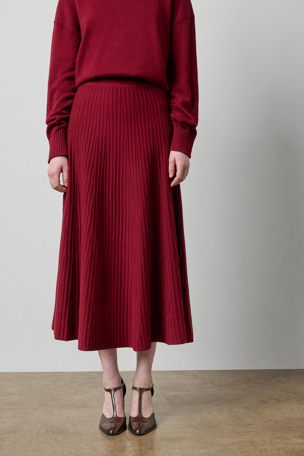Knit Flared Skirt - Wineberry