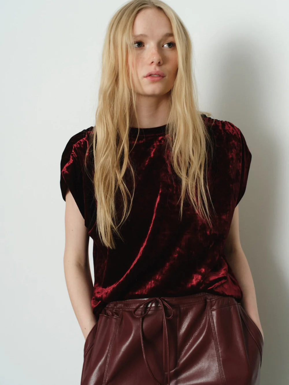 Tage Burgundy Velvet Top
