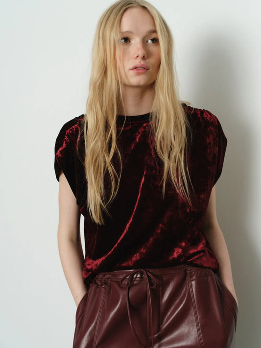 Tage Burgundy Velvet Top