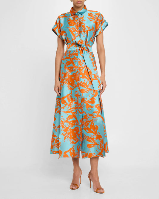 Chantal Floral Jacquard Midi Shirtdress