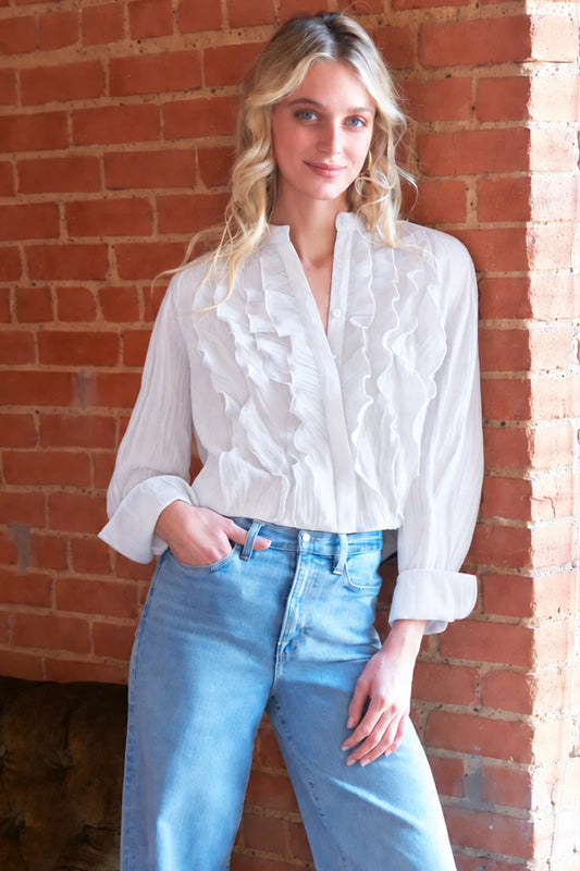 Raffaele Ruffle Shirt - White Crush