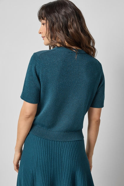 Short Sleeve Sparkle Sweater - Deep Sea