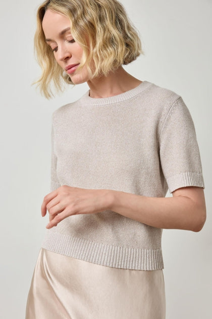 Short Sleeve Sparkle Sweater - Mist