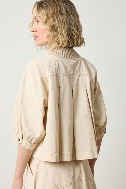 Knit Collar Twill Top