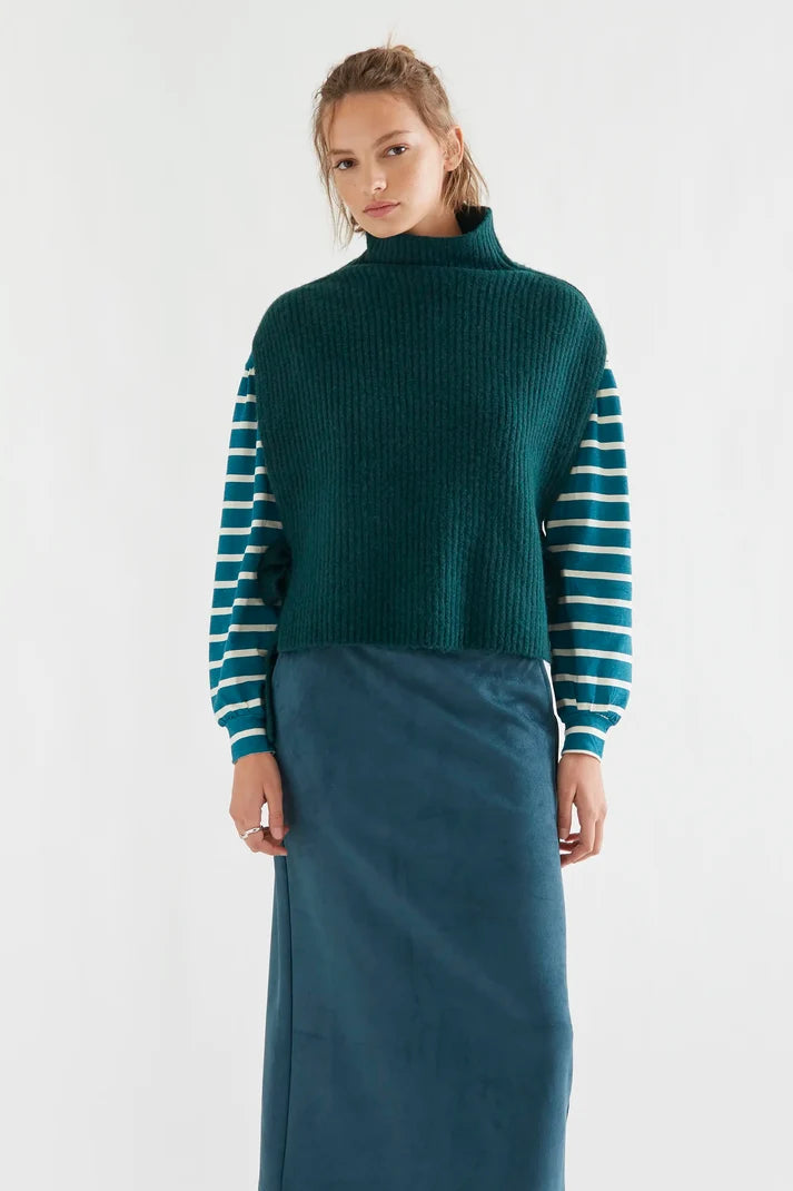 Green High Neck Knit Vest