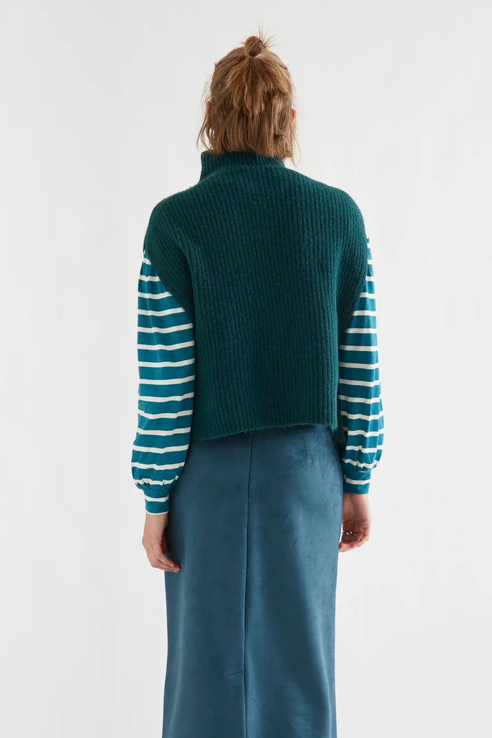 Green High Neck Knit Vest